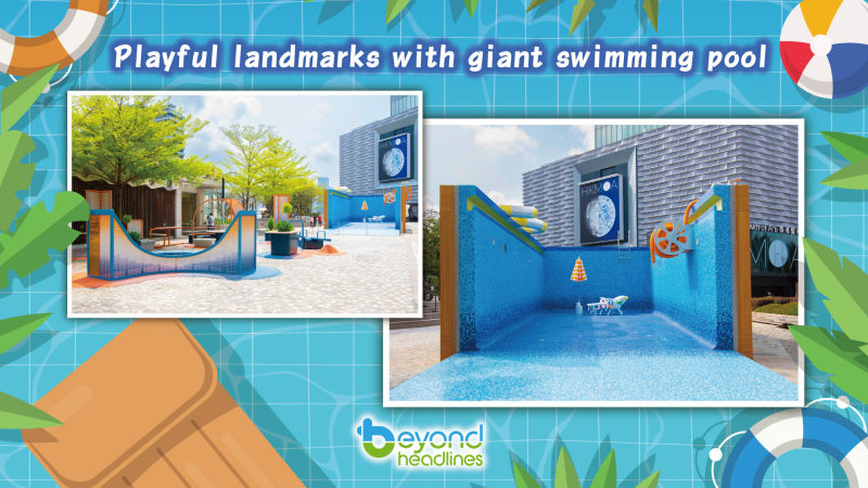 Playful landmarks with giant swimming pool at the harbourfront stretch your imagination!