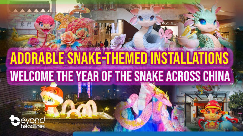 Adorable snake-themed installations welcome the Year of the Snake across China