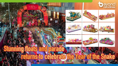 Stunning floats and parade returns to celebrate the Year of the Snake