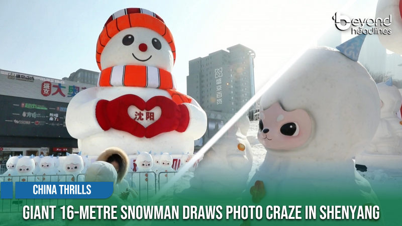 [China Thrills] Giant 16-Metre Snowman Draws Photo Craze in Shenyang