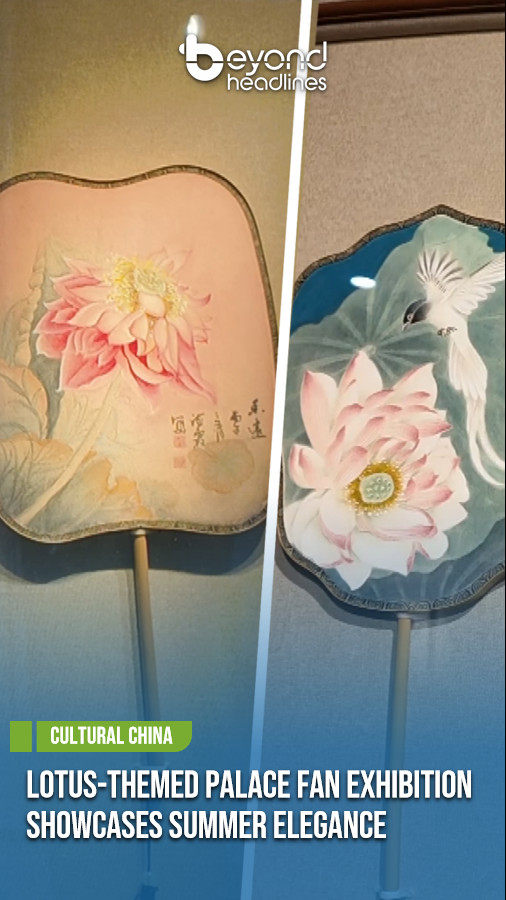 [Cultural China] Lotus-Themed Palace Fan Exhibition Showcases Summer Elegance