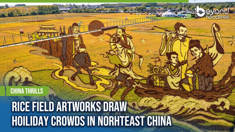 [China Thrills] Rice Field Artworks Draw Holiday Crowds in Northeast China