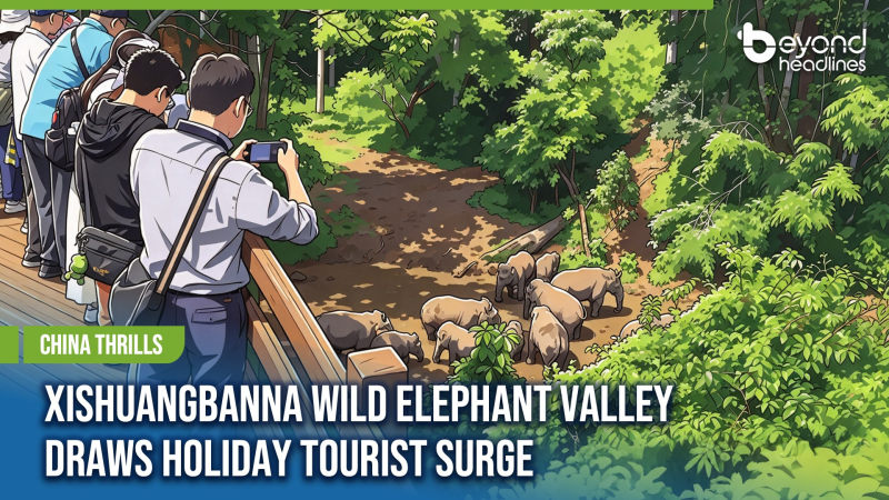 [China Thrills] Xishuangbanna Wild Elephant Valley Draws Holiday Tourist Surge