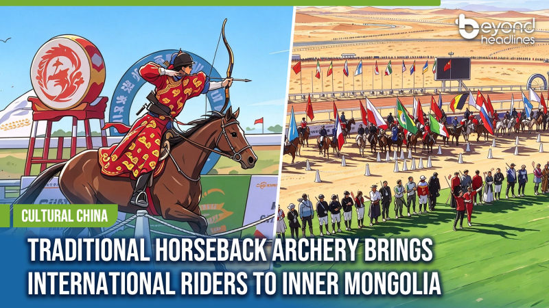 [Cultural China] Traditional Horseback Archery Brings International Riders to Inner Mongolia